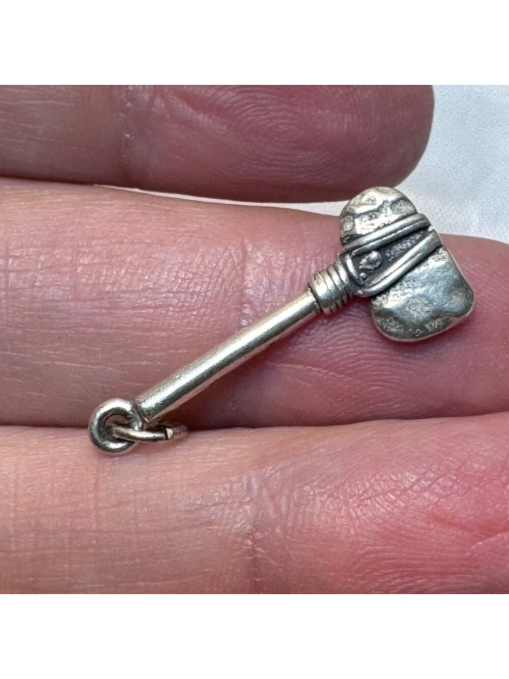 Textured Sterling Silver 925 Hatchet Charm Size 1'' Length
